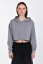 Hooded Crop Sweatshirt - Gray - 4