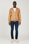 Karamel-Ekru Standard Fit Regular Cut V-Neck Knitwear Cardigan - 2