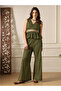 Striped Embroidered Peplum Top and Bell Bottom Pants Fusion Co-Ords