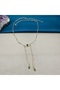 Gold Color Stone Paperclip Chain Dangle Long Necklace