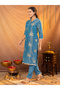 Blue Embroidered Tunic and Trousers Co-Ords - 3