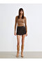 Esvab • Modern & Distinctive Zippered Waist Chain Detailed Short Skirt