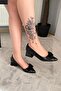 Women's Mila Black Crocodile Bow 3.5 cm Block Heel Stiletto / Shoes - 3
