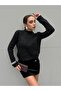 Women's Black Knitwear Sequin Glitter Crew Neck Sweater 5591 - 3