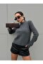 Women's Anthracite Knitwear Sequined Glitter Crew Neck Sweater 5591 - 4