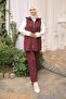 Burgundy Corded Fabric Vest Tunic Trouser Three Piece Suit