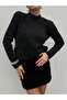 Women's Black Knitwear Sequin Glitter Crew Neck Sweater 5591 - 5