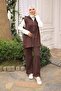 Brown Corded Fabric Vest Tunic Trouser Three Piece Suit