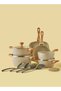 15-Piece Aluminum Cookware Set, Non-Stick Surface with Wood Finish Handles and Tempered Glass Lids