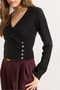 Women's Black Button Detailed Double-Breasted Knitwear Sweater Kzk-19001092 - 3