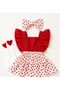 Girl's Heart-Patterned Ruffled Salopet and Socks Set - 2
