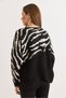 Women's Black Zebra Detailed Knitwear Sweater Kzk-19000819 - 3