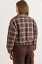 Women's Brown Lined Quilted Pocket Plaid Jacket Ckt-19000505 - 2