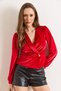 Women's Red Velvet Single Button Detailed Cardigan Blouse Blz-19003185 - 6