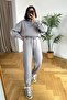 Women's 3-Thread Fleece-Lined Loose Oversized Basic Tracksuit Set - 3
