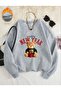 Happy New Year Bear Printed New Year Crew Neck Plain Unisex Sweatshirt
