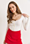 Women's Ecru Pool Neck Lace Detailed Buttoned Cardigan Blouse Blz-19003191 - 4