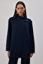Crepe Tunic with Stone on the Collar - 3