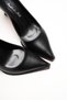 Women's Black Leather Pointed Toe Design Sole Thin Short Heeled Shoes Gronia - 3