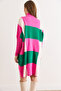 Women's Fuchsia Plaid Thick Poncho Tunic Dress Elb-19002323 - 3