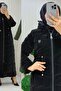 Permane Quilted Coat 1. Quality Special Filling Quilted Fabric Women's Khaki Zippered Waist Drawstring Long Coat