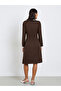 Brown Contrast Piping Blazer Knee Length Dress - 4