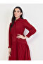 Red Pleated Buttoned Midi Shirt Dress - 3