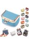 Genuine Leather Mini Jewelry Box - Vintage Portable Coin Purse Case (Blue, Small)