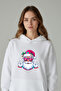 Women's Oversized 100% Cotton'Cheerful Santa Claus' Printed Hooded Sweatshirt - 2