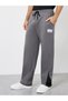 Men Grey Straight Fit Badge Detail Joggers