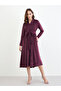 Magenta Velvet Look A-Line Midi Dress - 2