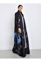 Floral Printed Textured Pleated Long Sleeve Abaya