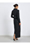 Women Black Tweed Double Breasted Blazer Maxi Dress - 5