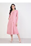 Pink Long Sleeves Blazer Midi Dress - 2