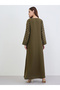 Green A-Line Jalabiya with Gold Lattice Print - 5