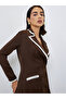 Brown Contrast Piping Blazer Knee Length Dress - 3