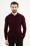 Corded Fabric Slim Fit Polo Neck Men's Knitwear Sweater Claret Red - 11573.25K