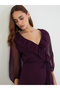 Purple Ruffle Trim Midi Dress - 3