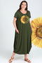 Plus Size Sun Flower Printed Jumbo Short Sleeve Dress