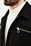 Plain Slim Fit Shirt Collar Zipper Detailed Men's Coat Black - 39658.25K - 2