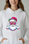 Women's Oversized 100% Cotton'Cheerful Santa Claus' Printed Hooded Sweatshirt - 3