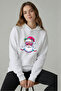 Women's Oversized 100% Cotton'Cheerful Santa Claus' Printed Hooded Sweatshirt - 4
