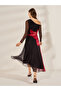 Floral Print One Shoulder Mesh Midi Dress - 5