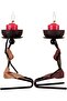 Cicodona Black Metal Candle Holders - Set of 2 Pillar Candlestick Decorative Table Stands