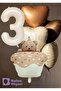 Age-Themed Retro Teddy Bear Cake 3-Piece Heart-Shaped Birthday Balloon Set