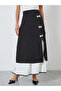Women Contrast Button Detail Ruffle Hem Skirt - 2