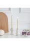 Gratify Matte Boho Taper Ceramic Candle Holders Set of 2 (White) - 4