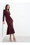 Women Burgundy Mermaid Hem Midi Dress