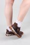 Madre Velcro Suede Paneled Parachute Ballerina Shoes Brown - 6