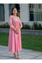 Pastel Pink Georgette Embroidered A-Line Midi Dress - 6